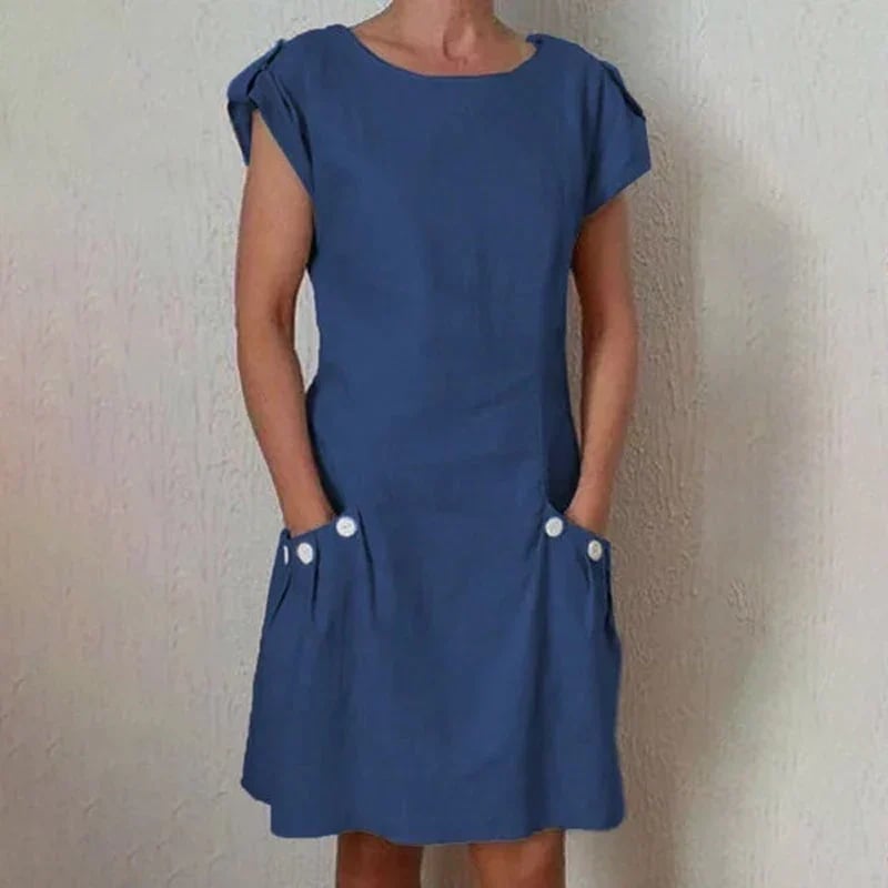 Solid Double Pocket Dress--BUY 2 FREE SHIPPING