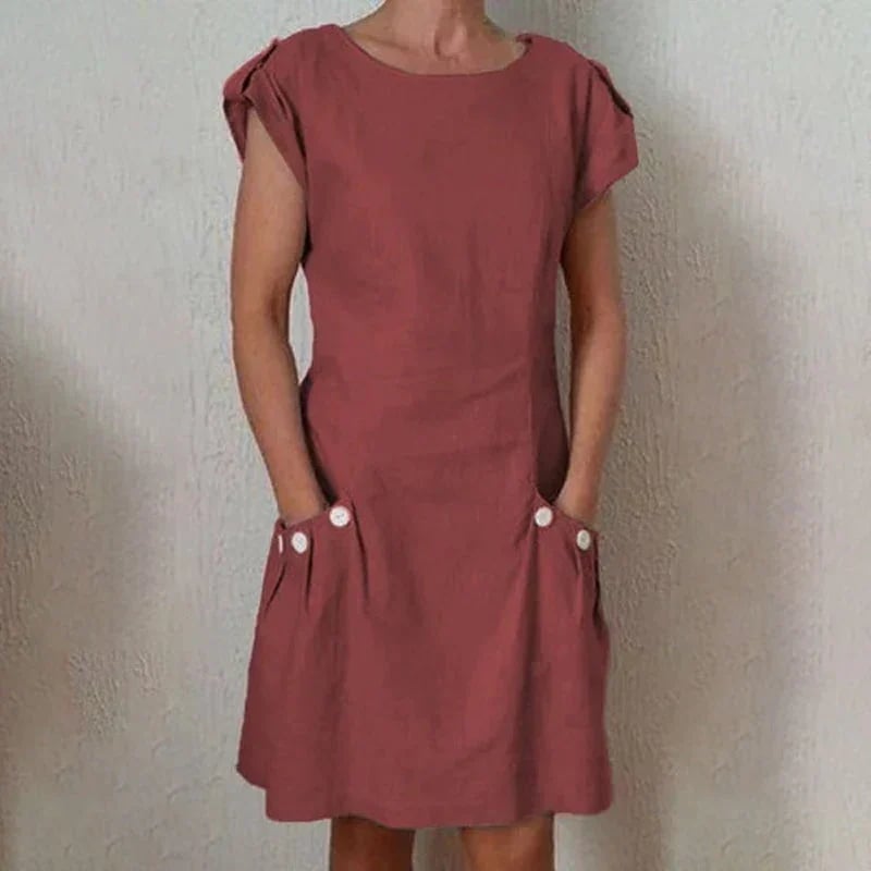 Solid Double Pocket Dress--BUY 2 FREE SHIPPING